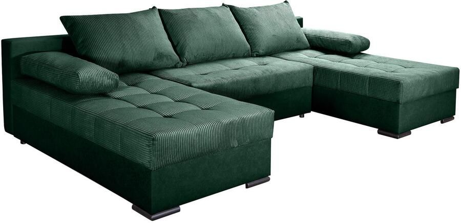 COLLECTION AB Zithoek Josy U-vorm slaapbank met bedlade flexibele recamière breedte: 269cm inclusief rugkussen cord - Foto 9