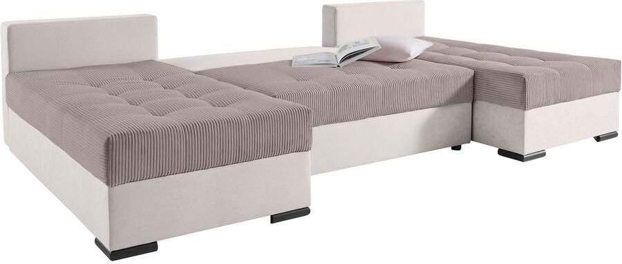 COLLECTION AB Zithoek Josy U-vorm slaapbank met bedlade flexibele recamière breedte: 269cm inclusief rugkussen cord - Foto 10