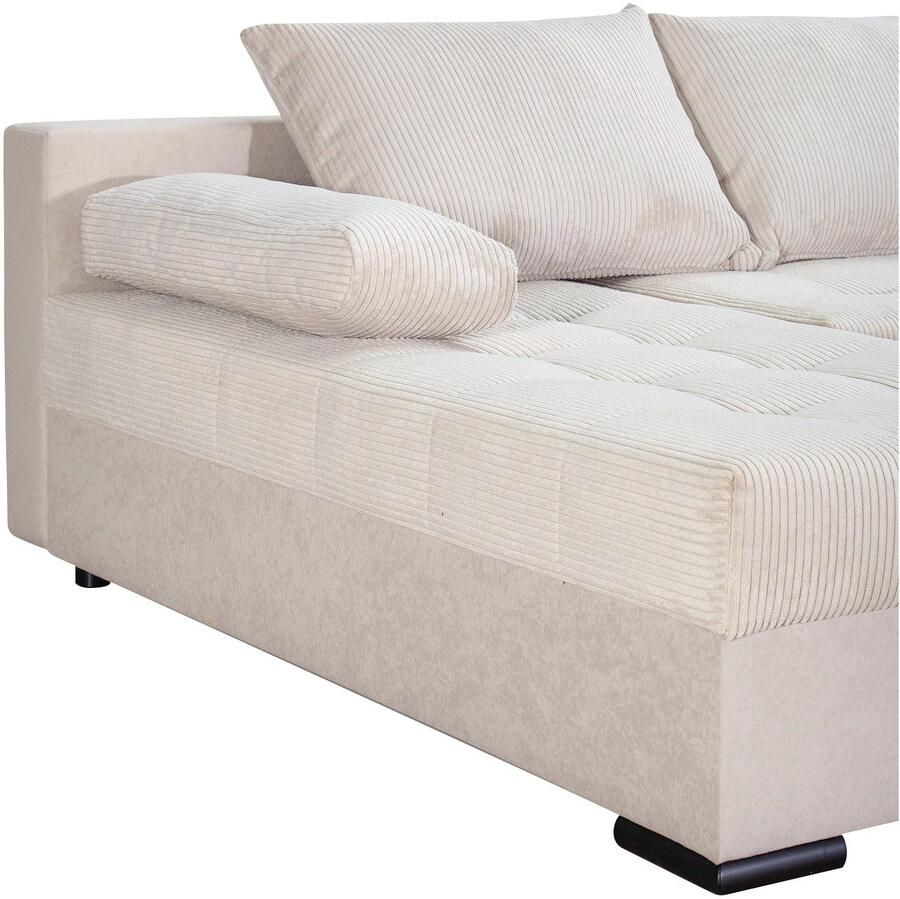 COLLECTION AB Zithoek Josy U-vorm slaapbank met bedlade flexibele recamière breedte: 269cm inclusief rugkussen cord