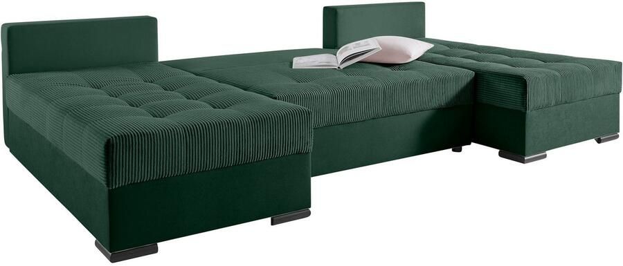 COLLECTION AB Zithoek Josy U-vorm slaapbank met bedlade flexibele recamière breedte: 269cm inclusief rugkussen cord - Foto 10