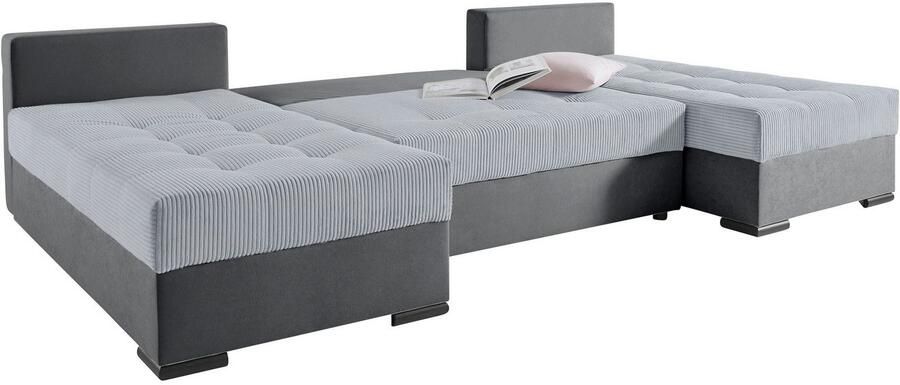 COLLECTION AB Zithoek Josy U-vorm slaapbank met bedlade flexibele recamière breedte: 269cm inclusief rugkussen cord - Foto 10