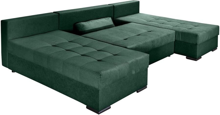 COLLECTION AB Zithoek Josy U-vorm slaapbank met bedlade flexibele recamière breedte: 269cm inclusief rugkussen cord - Foto 8