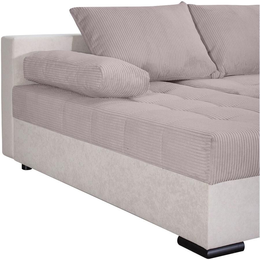 COLLECTION AB Zithoek Josy U-vorm slaapbank met bedlade flexibele recamière breedte: 269cm inclusief rugkussen cord