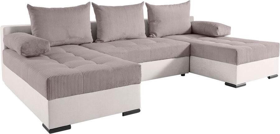 COLLECTION AB Zithoek Josy U-vorm slaapbank met bedlade flexibele recamière breedte: 269cm inclusief rugkussen cord - Foto 9