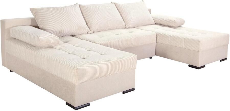 COLLECTION AB Zithoek Josy U-vorm slaapbank met bedlade flexibele recamière breedte: 269cm inclusief rugkussen cord - Foto 9