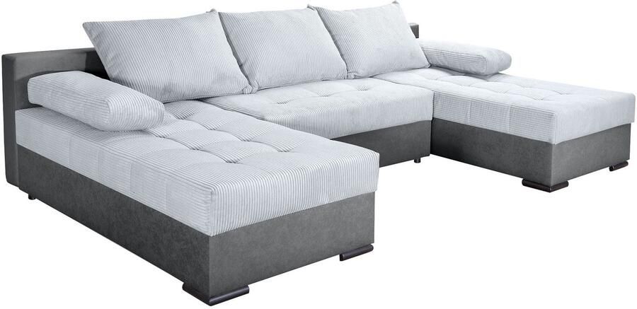 COLLECTION AB Zithoek Josy U-vorm slaapbank met bedlade flexibele recamière breedte: 269cm inclusief rugkussen cord - Foto 9