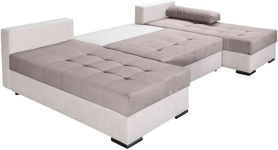 COLLECTION AB Zithoek Josy U-vorm slaapbank met bedlade flexibele recamière breedte: 269cm inclusief rugkussen cord - Foto 7