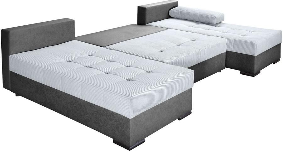 COLLECTION AB Zithoek Josy U-vorm slaapbank met bedlade flexibele recamière breedte: 269cm inclusief rugkussen cord - Foto 7