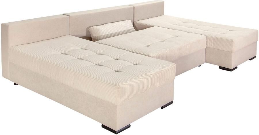 COLLECTION AB Zithoek Josy U-vorm slaapbank met bedlade flexibele recamière breedte: 269cm inclusief rugkussen cord - Foto 8