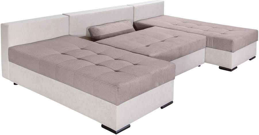 COLLECTION AB Zithoek Josy U-vorm slaapbank met bedlade flexibele recamière breedte: 269cm inclusief rugkussen cord - Foto 8