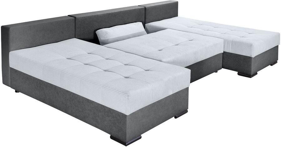 COLLECTION AB Zithoek Josy U-vorm slaapbank met bedlade flexibele recamière breedte: 269cm inclusief rugkussen cord - Foto 8