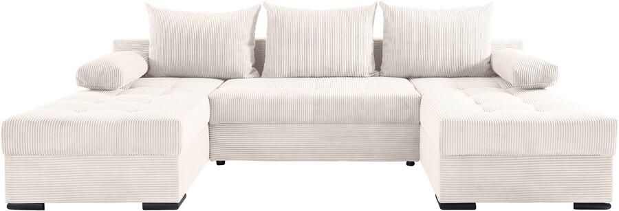 COLLECTION AB Zithoek Josy U-vorm slaapbank met bedlade flexibele recamière breedte: 269cm inclusief rugkussen cord - Foto 9