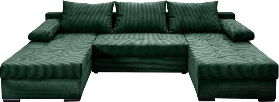 COLLECTION AB Zithoek Josy U-vorm slaapbank met bedlade flexibele recamière breedte: 269cm inclusief rugkussen cord - Foto 10