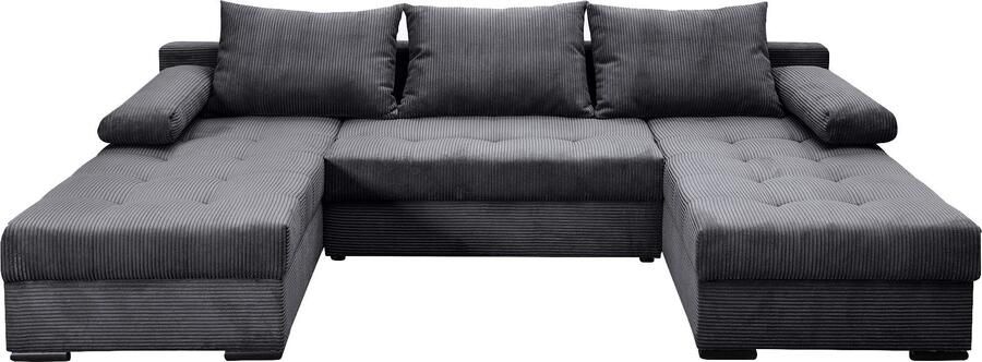 COLLECTION AB Zithoek Josy U-vorm slaapbank met bedlade flexibele recamière breedte: 269cm inclusief rugkussen cord - Foto 9