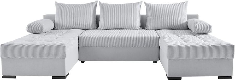 COLLECTION AB Zithoek Josy U-vorm slaapbank met bedlade flexibele recamière breedte: 269cm inclusief rugkussen cord - Foto 11