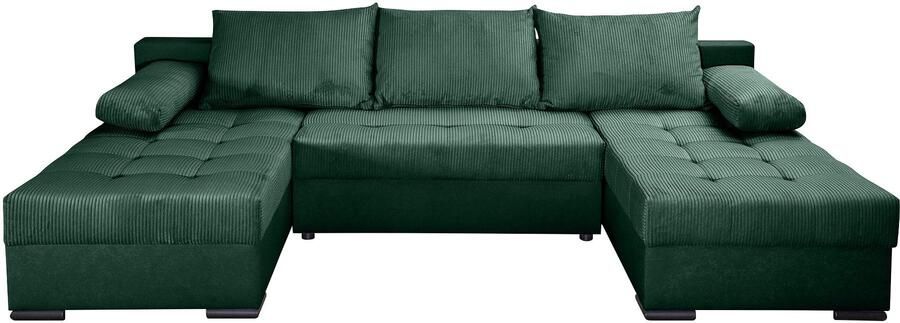 COLLECTION AB Zithoek Josy U-vorm slaapbank met bedlade flexibele recamière breedte: 269cm inclusief rugkussen cord - Foto 11