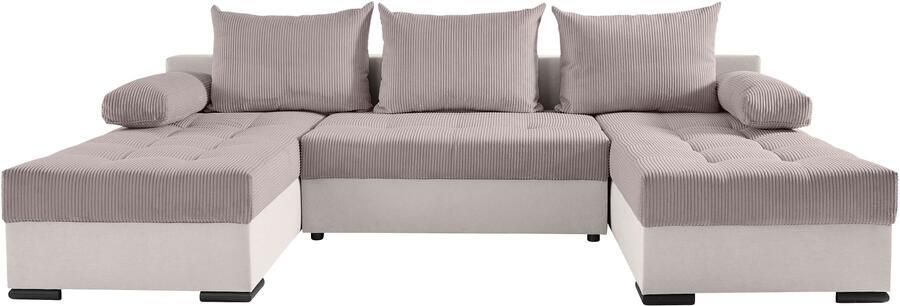 COLLECTION AB Zithoek Josy U-vorm slaapbank met bedlade flexibele recamière breedte: 269cm inclusief rugkussen cord - Foto 11