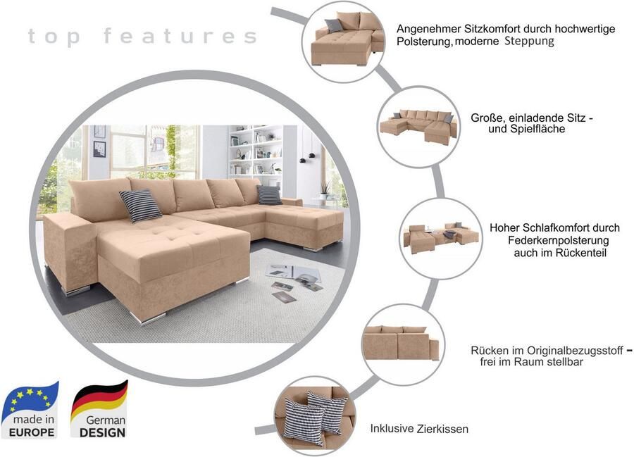COLLECTION AB Zithoek Josy XXL U-vorm B: 333 cm met 2 chaise longues 77 & 97 cm - Foto 2