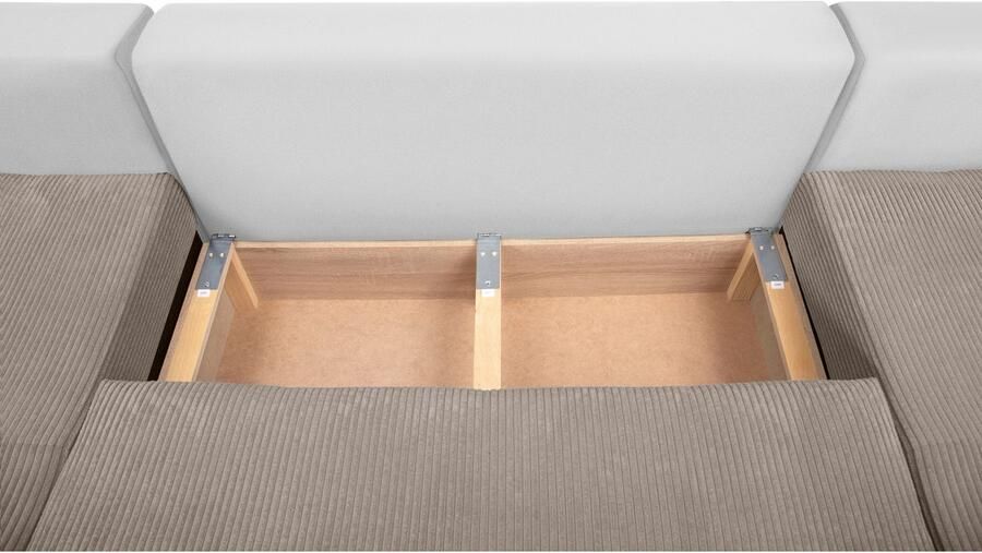 COLLECTION AB Zithoek XL-Josy U-vorm breedte 313 cm cord- mix incl. bedfunctie bedlade met 4 gelijk grote rugkussens - Foto 12