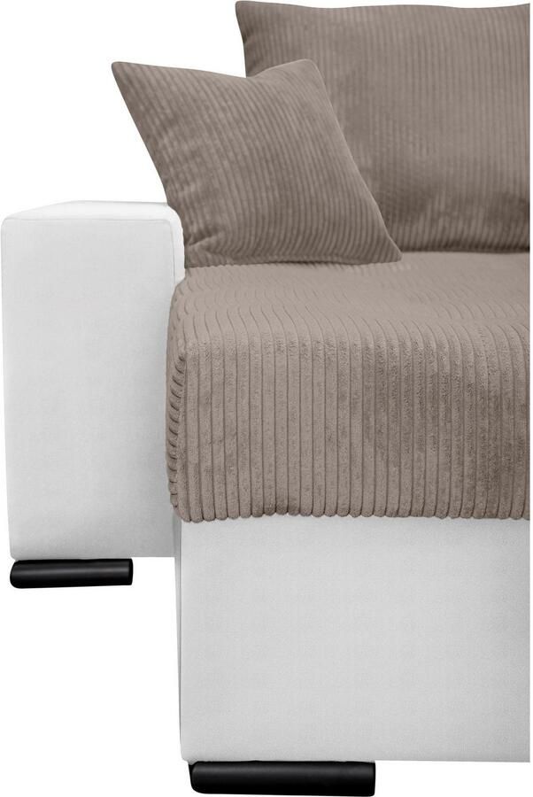 COLLECTION AB Zithoek XL-Josy U-vorm breedte 313 cm cord- mix incl. bedfunctie bedlade met 4 gelijk grote rugkussens - Foto 6