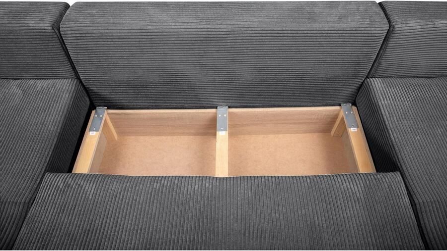 COLLECTION AB Zithoek XL-Josy U-vorm breedte 313 cm cord- mix incl. bedfunctie bedlade met 4 gelijk grote rugkussens - Foto 12