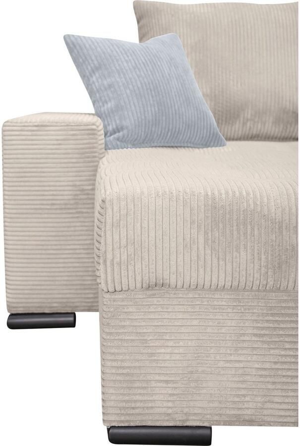 COLLECTION AB Zithoek XL-Josy U-vorm breedte 313 cm cord- mix incl. bedfunctie bedlade met 4 gelijk grote rugkussens - Foto 7