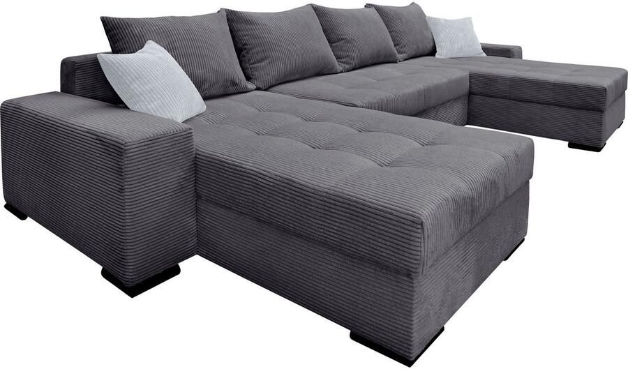 COLLECTION AB Zithoek XL-Josy U-vorm breedte 313 cm cord- mix incl. bedfunctie bedlade met 4 gelijk grote rugkussens - Foto 10