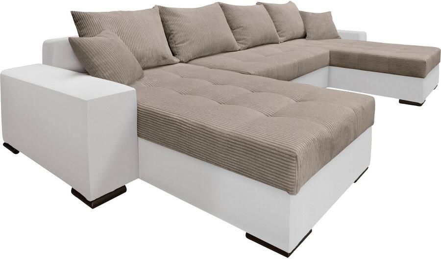 COLLECTION AB Zithoek XL-Josy U-vorm breedte 313 cm cord- mix incl. bedfunctie bedlade met 4 gelijk grote rugkussens - Foto 10