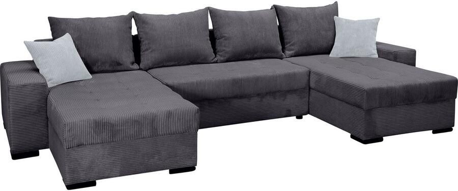 COLLECTION AB Zithoek XL-Josy U-vorm breedte 313 cm cord- mix incl. bedfunctie bedlade met 4 gelijk grote rugkussens - Foto 20