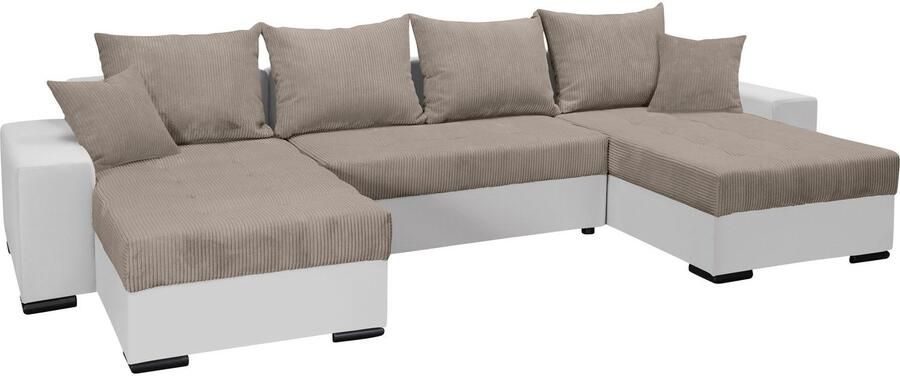 COLLECTION AB Zithoek XL-Josy U-vorm breedte 313 cm cord- mix incl. bedfunctie bedlade met 4 gelijk grote rugkussens - Foto 16
