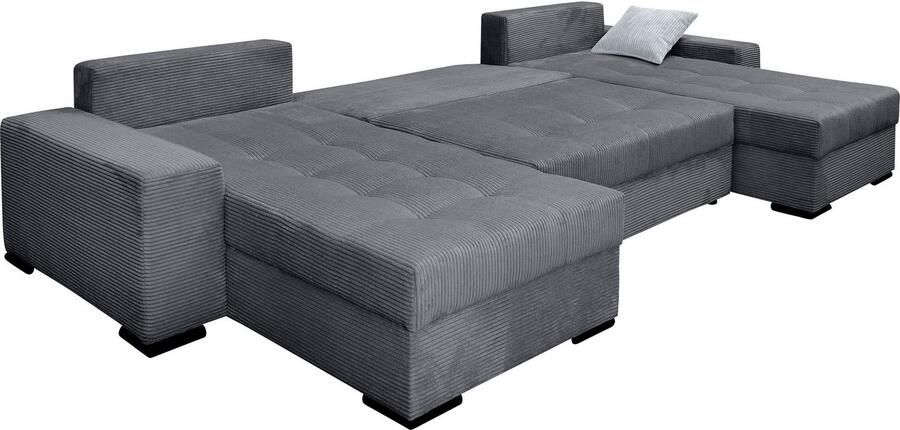 COLLECTION AB Zithoek XL-Josy U-vorm breedte 313 cm cord- mix incl. bedfunctie bedlade met 4 gelijk grote rugkussens - Foto 17