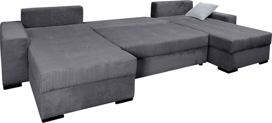 COLLECTION AB Zithoek XL-Josy U-vorm breedte 313 cm cord- mix incl. bedfunctie bedlade met 4 gelijk grote rugkussens - Foto 18