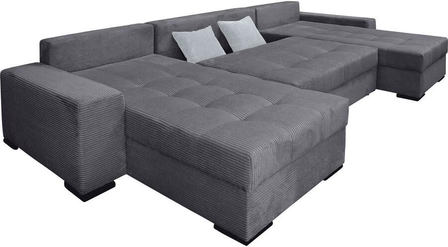 COLLECTION AB Zithoek XL-Josy U-vorm breedte 313 cm cord- mix incl. bedfunctie bedlade met 4 gelijk grote rugkussens - Foto 14