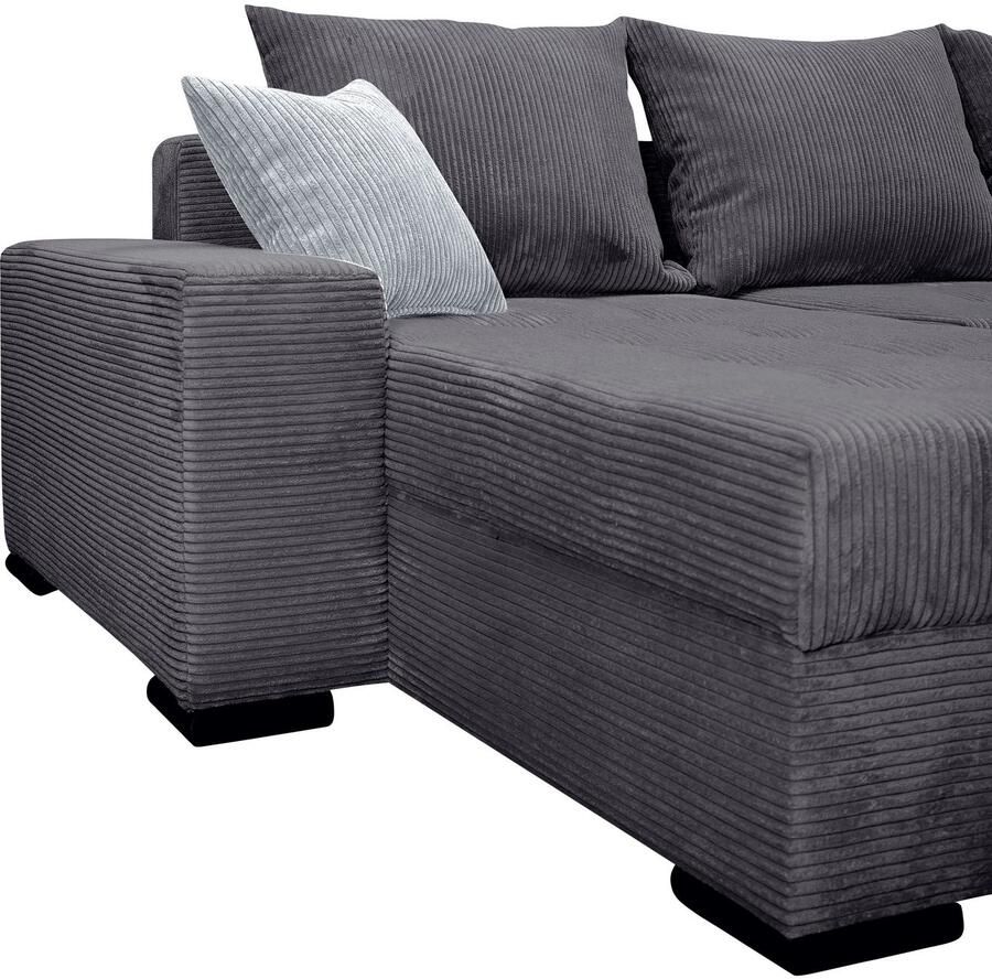 COLLECTION AB Zithoek XL-Josy U-vorm breedte 313 cm cord- mix incl. bedfunctie bedlade met 4 gelijk grote rugkussens