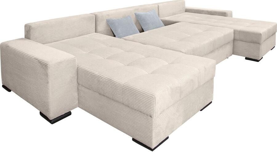 COLLECTION AB Zithoek XL-Josy U-vorm breedte 313 cm cord- mix incl. bedfunctie bedlade met 4 gelijk grote rugkussens - Foto 17