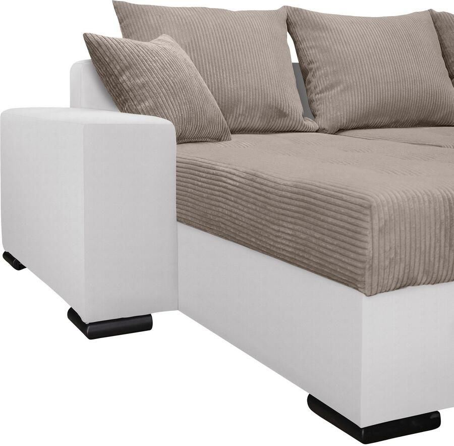 COLLECTION AB Zithoek XL-Josy U-vorm breedte 313 cm cord- mix incl. bedfunctie bedlade met 4 gelijk grote rugkussens