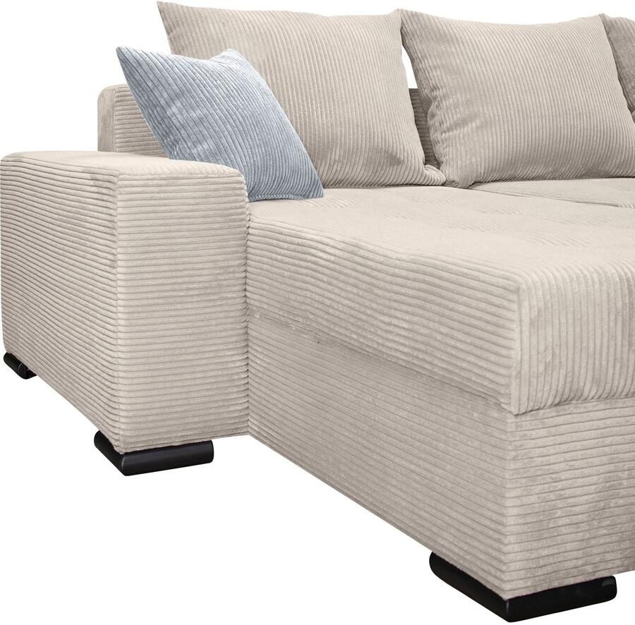 COLLECTION AB Zithoek XL-Josy U-vorm breedte 313 cm cord- mix incl. bedfunctie bedlade met 4 gelijk grote rugkussens - Foto 3