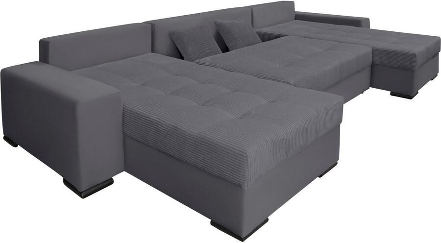 COLLECTION AB Zithoek XL-Josy U-vorm breedte 313 cm cord- mix incl. bedfunctie bedlade met 4 gelijk grote rugkussens - Foto 13