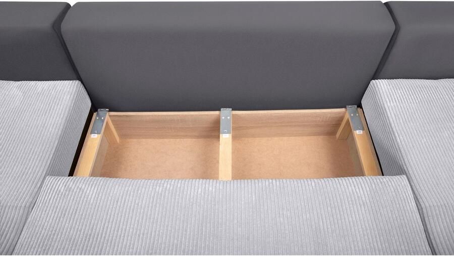 COLLECTION AB Zithoek XL-Josy U-vorm breedte 313 cm cord- mix incl. bedfunctie bedlade met 4 gelijk grote rugkussens - Foto 12