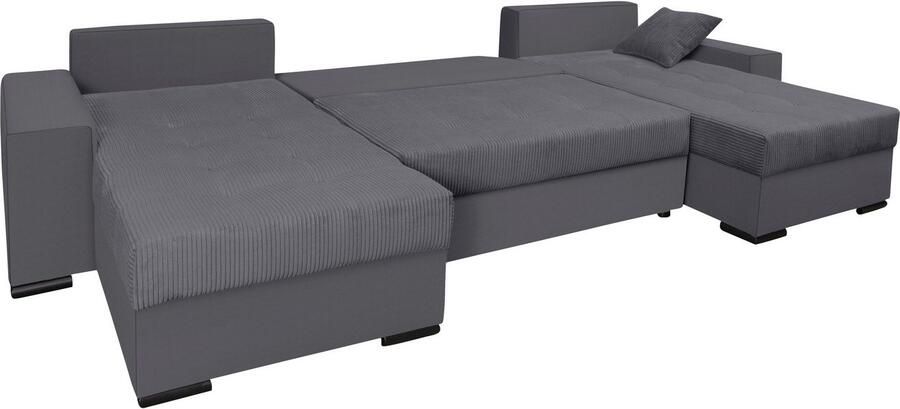 COLLECTION AB Zithoek XL-Josy U-vorm breedte 313 cm cord- mix incl. bedfunctie bedlade met 4 gelijk grote rugkussens - Foto 15