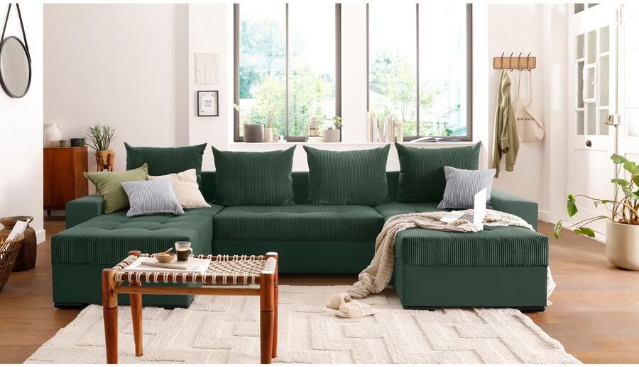 COLLECTION AB Zithoek XL-Josy U-vorm breedte 313 cm cord- mix incl. bedfunctie bedlade met 4 gelijk grote rugkussens - Foto 11