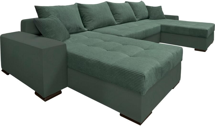 COLLECTION AB Zithoek XL-Josy U-vorm breedte 313 cm cord- mix incl. bedfunctie bedlade met 4 gelijk grote rugkussens - Foto 10