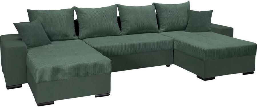 COLLECTION AB Zithoek XL-Josy U-vorm breedte 313 cm cord- mix incl. bedfunctie bedlade met 4 gelijk grote rugkussens - Foto 16