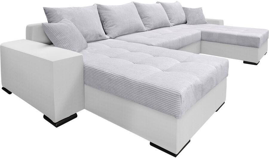 COLLECTION AB Zithoek XL-Josy U-vorm breedte 313 cm cord- mix incl. bedfunctie bedlade met 4 gelijk grote rugkussens - Foto 10