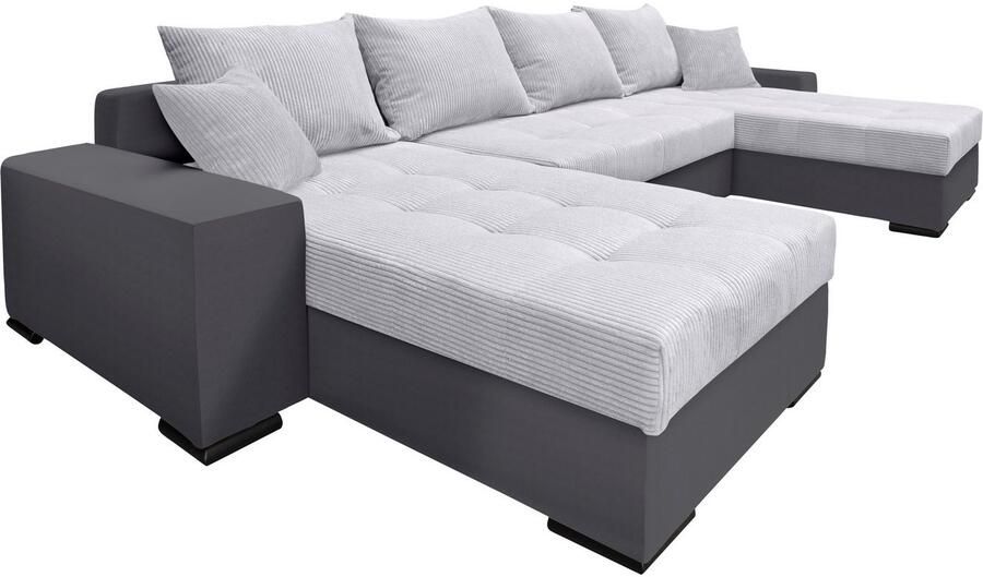 COLLECTION AB Zithoek XL-Josy U-vorm breedte 313 cm cord- mix incl. bedfunctie bedlade met 4 gelijk grote rugkussens - Foto 10