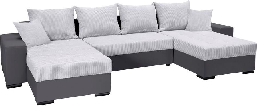 COLLECTION AB Zithoek XL-Josy U-vorm breedte 313 cm cord- mix incl. bedfunctie bedlade met 4 gelijk grote rugkussens - Foto 16