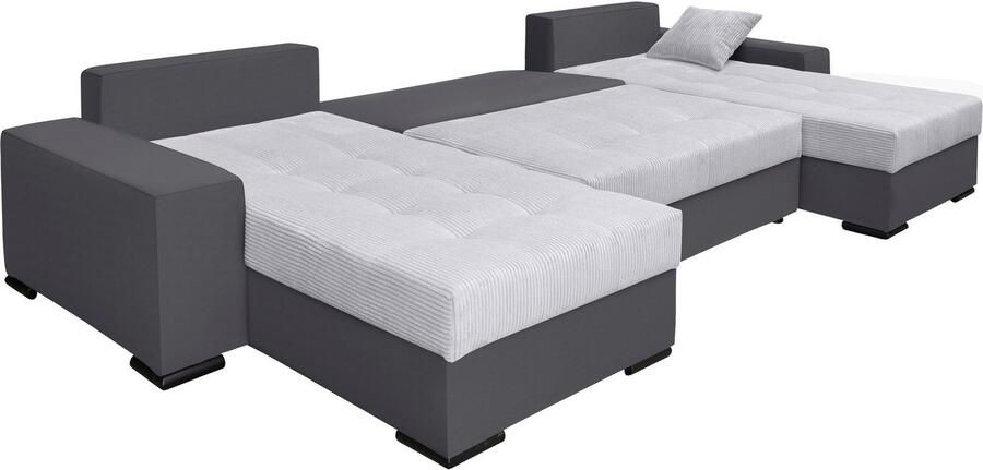 COLLECTION AB Zithoek XL-Josy U-vorm breedte 313 cm cord- mix incl. bedfunctie bedlade met 4 gelijk grote rugkussens - Foto 14