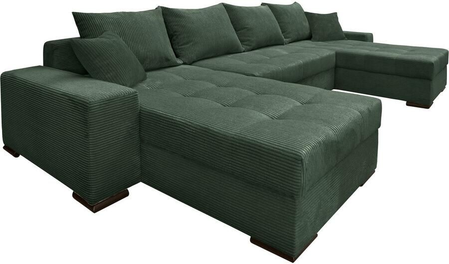 COLLECTION AB Zithoek XL-Josy U-vorm breedte 313 cm cord- mix incl. bedfunctie bedlade met 4 gelijk grote rugkussens - Foto 9