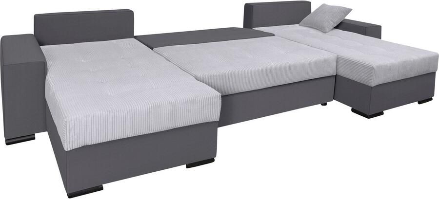 COLLECTION AB Zithoek XL-Josy U-vorm breedte 313 cm cord- mix incl. bedfunctie bedlade met 4 gelijk grote rugkussens - Foto 15