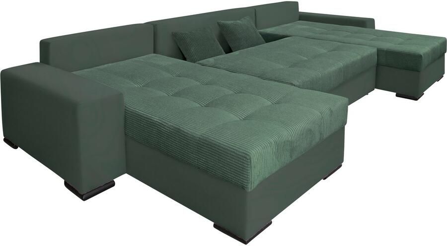 COLLECTION AB Zithoek XL-Josy U-vorm breedte 313 cm cord- mix incl. bedfunctie bedlade met 4 gelijk grote rugkussens - Foto 13
